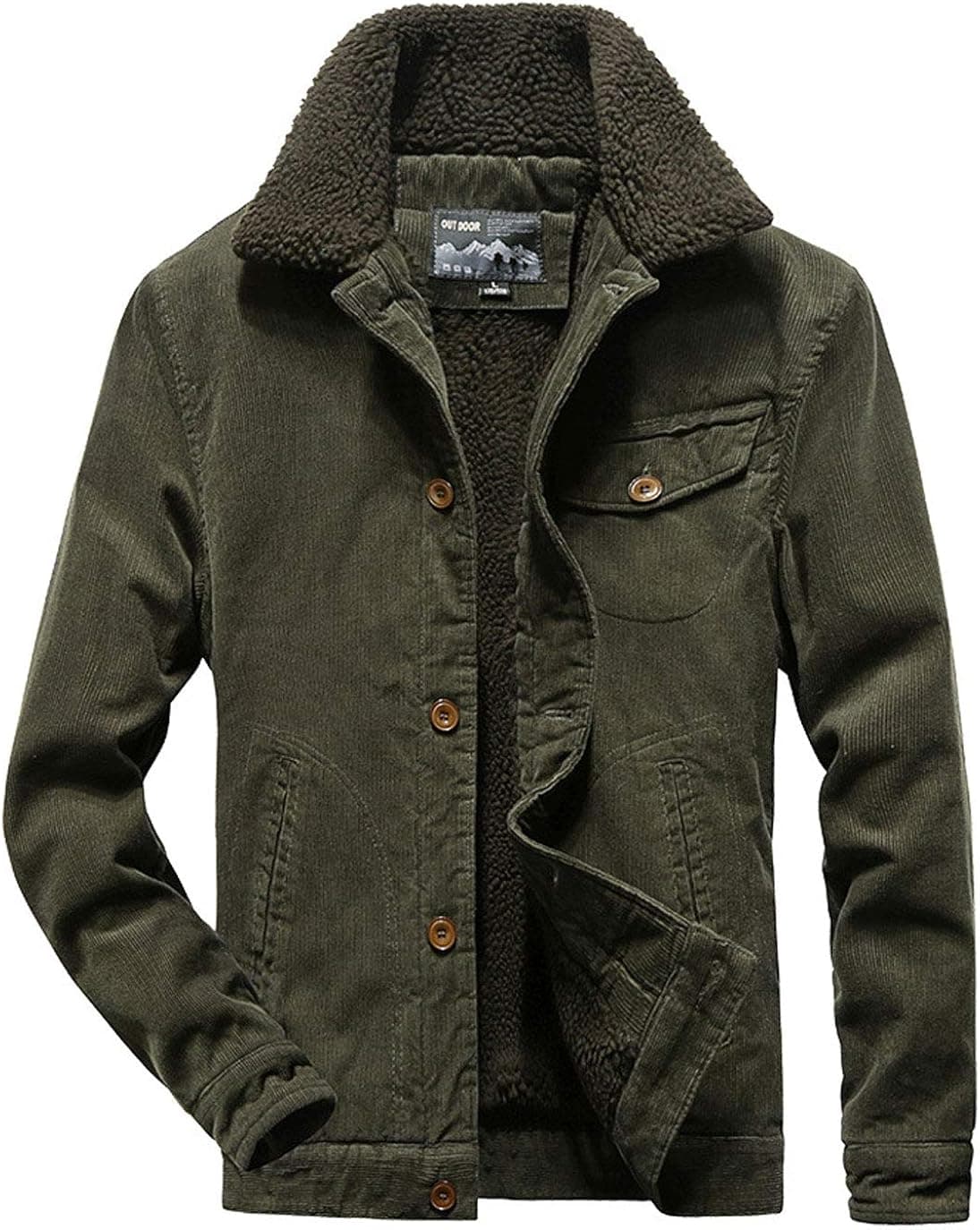 ebossy Men's Single Breasted Sherpa Lined Corduroy Trucker Jacket