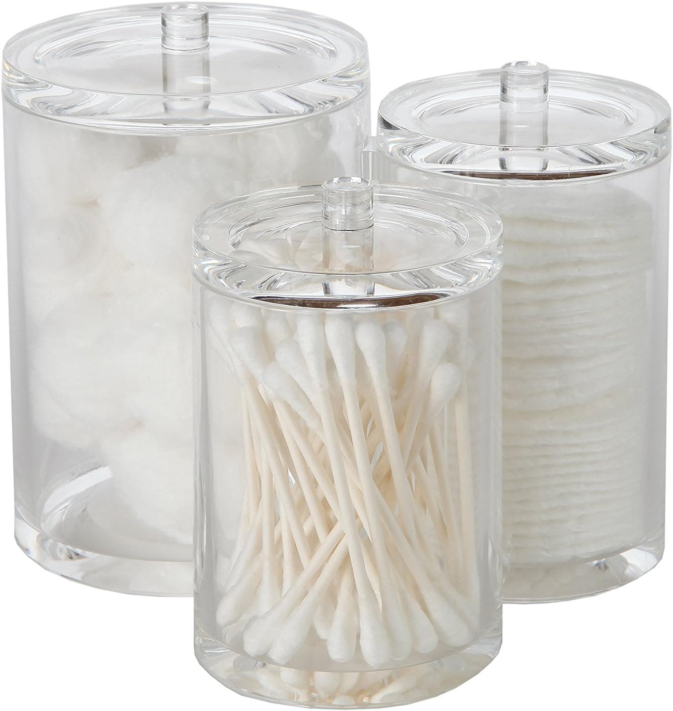 ARAD Cotton Ball, Swab, and Q-tip Storage Set, 1-Piece, 3-Compartments, for Easy Organization on Bathroom Counters, Under Sink Placement, or Vanity Tables