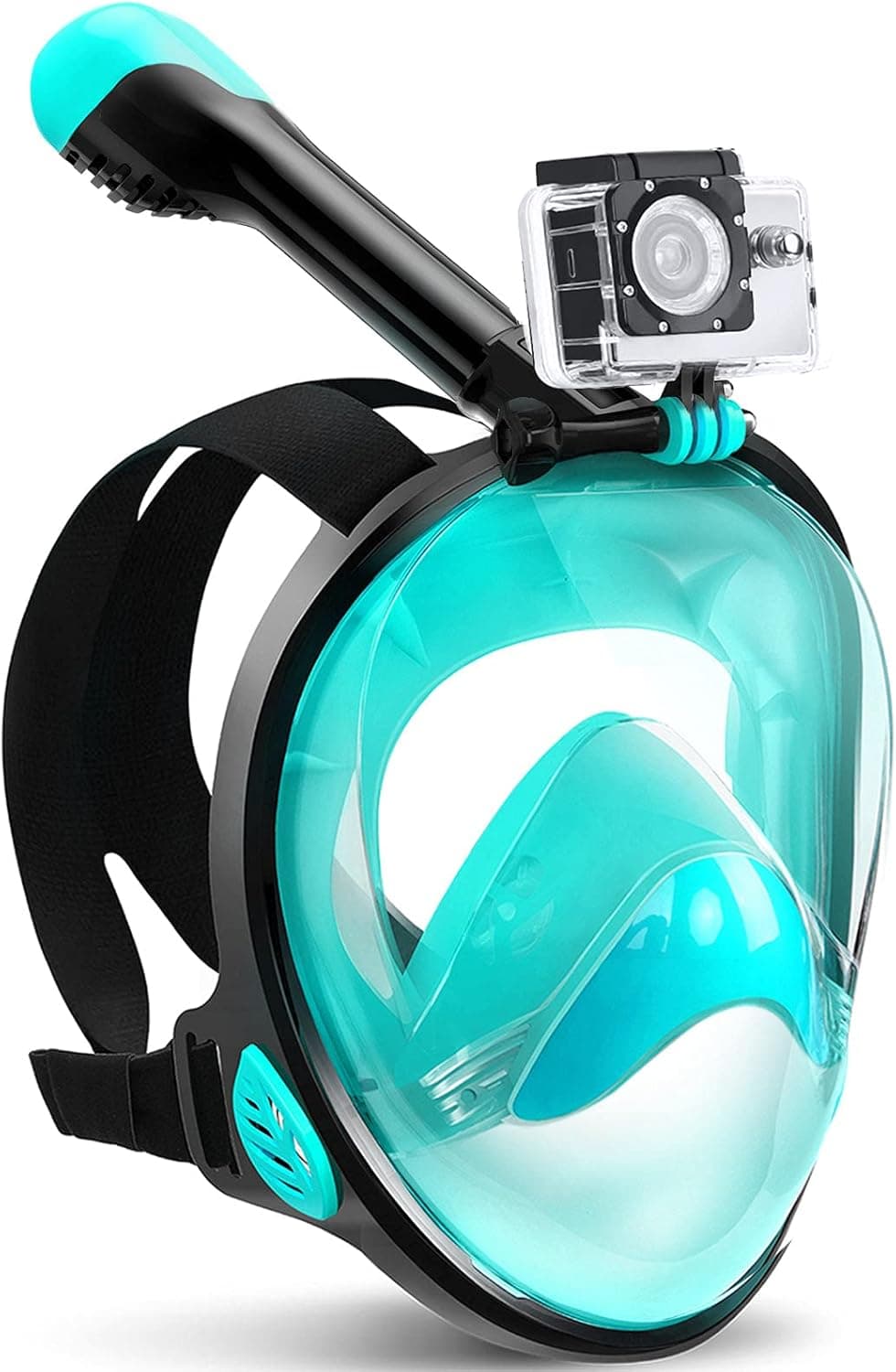 Zentouch Full Face Snorkel Mask, with Latest Dry Top System and Safety Breathing System,Foldable 180 Degree Panoramic View Snorkeling Mask with Camera Mount for Adults&Kids