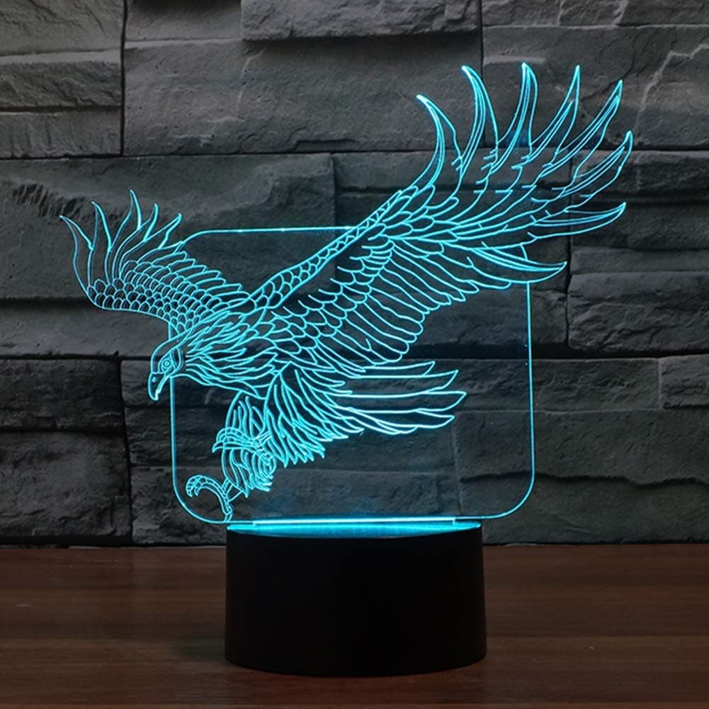 Eagle Night Light 3D Illusion Lamp YKL World Touch 7 Changing Color Lights Toys Bed Room Decor Birthday Christmas Gifts for Boys Girls Kids