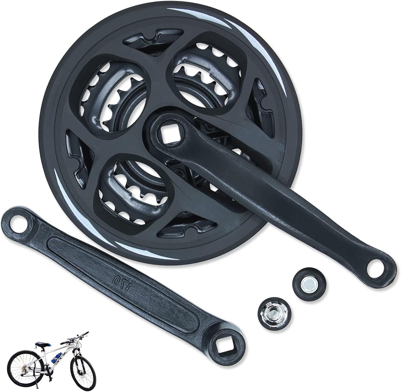 ColouredPeas Square Cone Mountain Bike Cranksets 6/7/8 Speed 42T 34T 24T Universal Crank Set for Mountain Bicycle, 170mm Crank Arm
