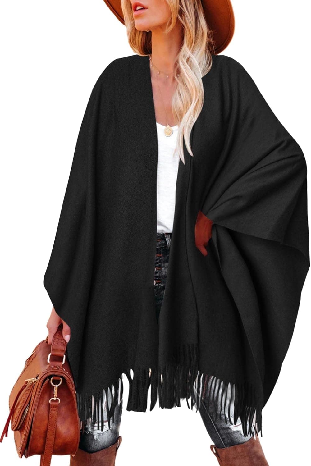 Breezy Lane Women's Shawl Wraps Poncho Sweater Open Front Cape Cardigan for Fall Winter Holiday