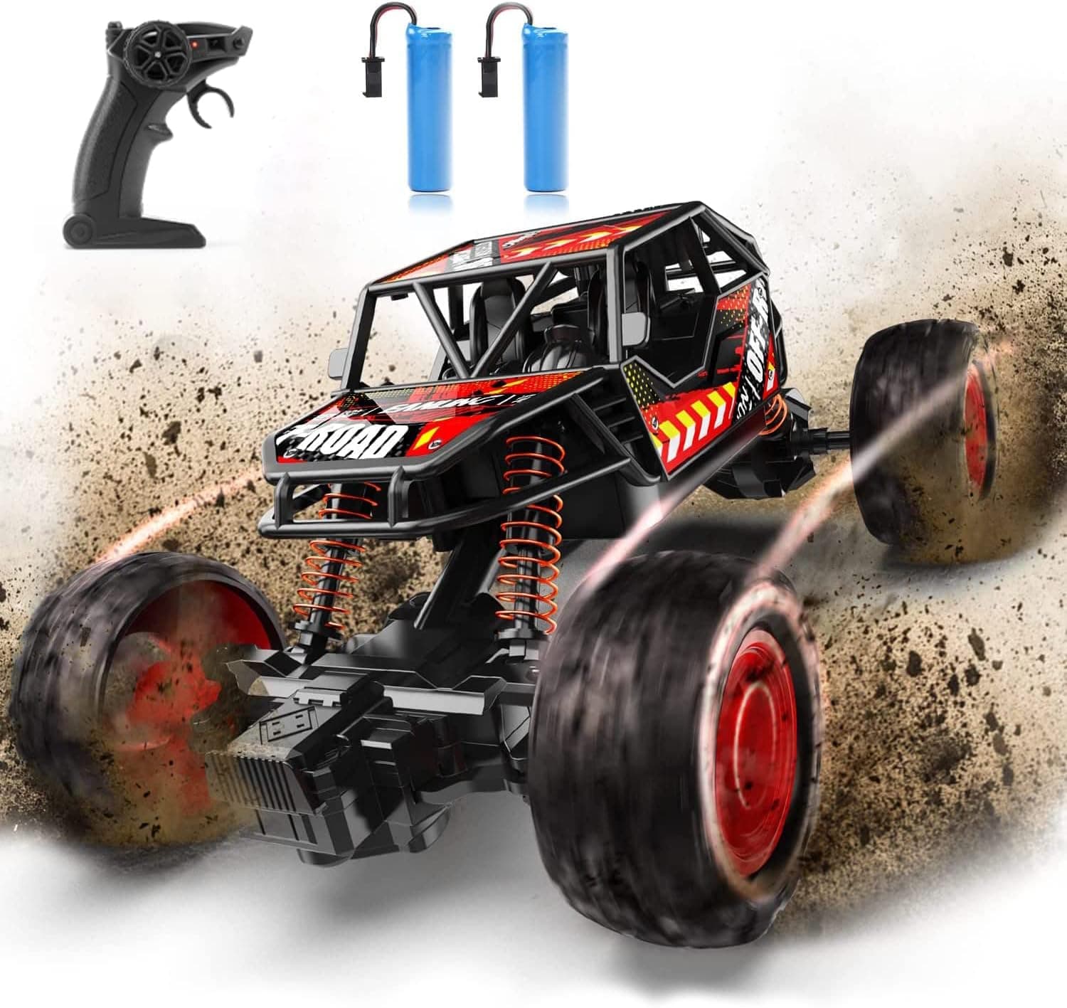 JoyStone DE66 RC Cars for Kids 2WD Remote Control Car 2 Batteries Alloy Monster Trucks 60Mins Play Time 175 FT Control Distance Electric Toy Off-Road Crawler Gift for Boys and Girls