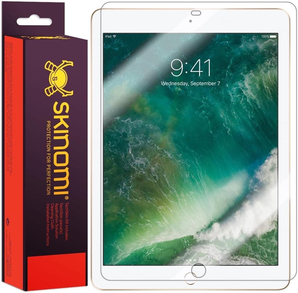 Skinomi Screen Protector Compatible with Apple iPad (2017 Version, iPad Pro 9.7, Air 2, Air) Clear TechSkin TPU Anti-Bubble HD Film