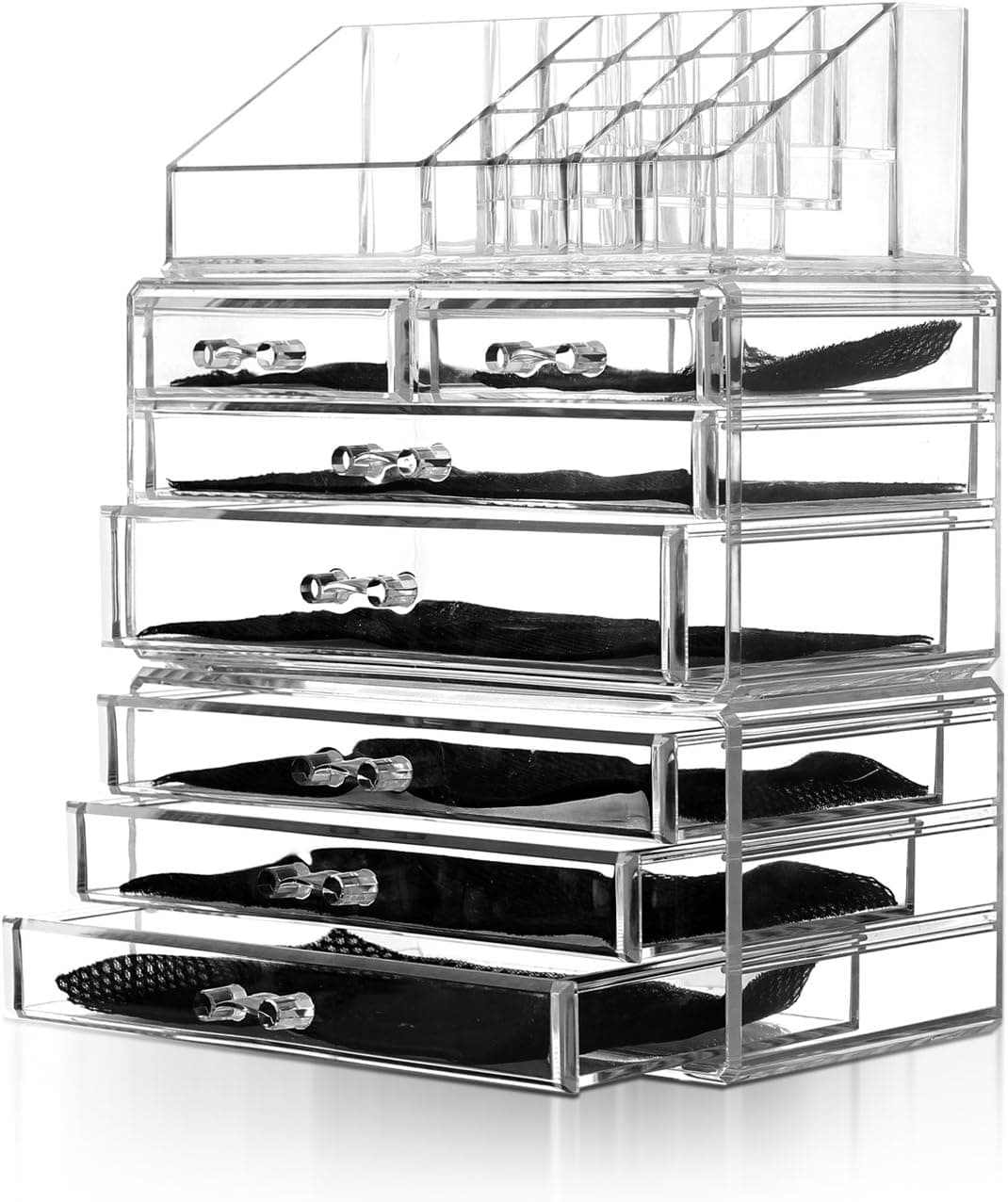 Unique Home Acrylic Jewelry and Cosmetic Storage Makeup Organizer, 3 Pieces Set, Clear 3 Count