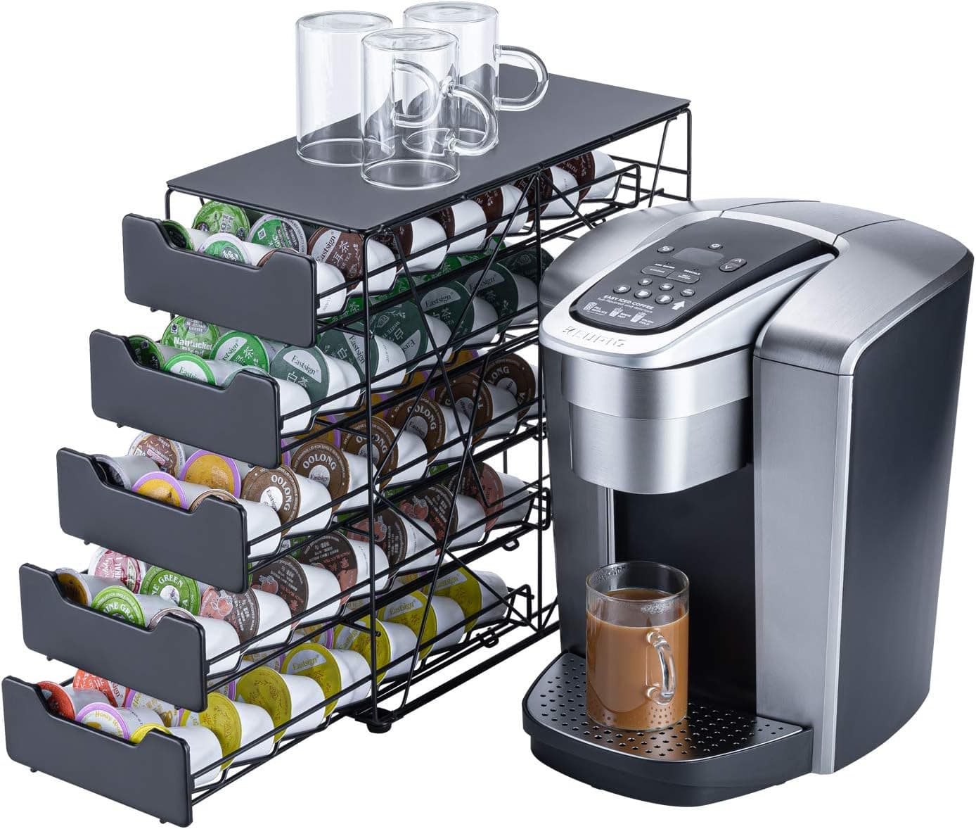 Rice rat k Cup Holders for Counter Small for Keurig k-Cup Holder for mr Coffee for Tea (105 pods-5 Tiers)