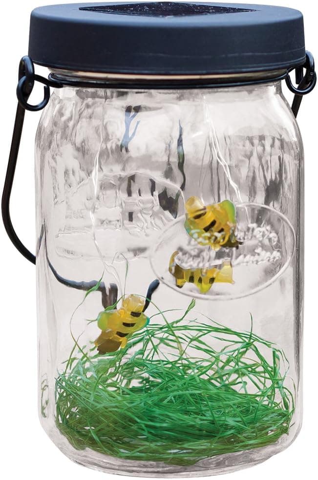 Echo Valley Solar Firefly LED Glass Lantern - Flickering Lightning Bug Mason Jar Light