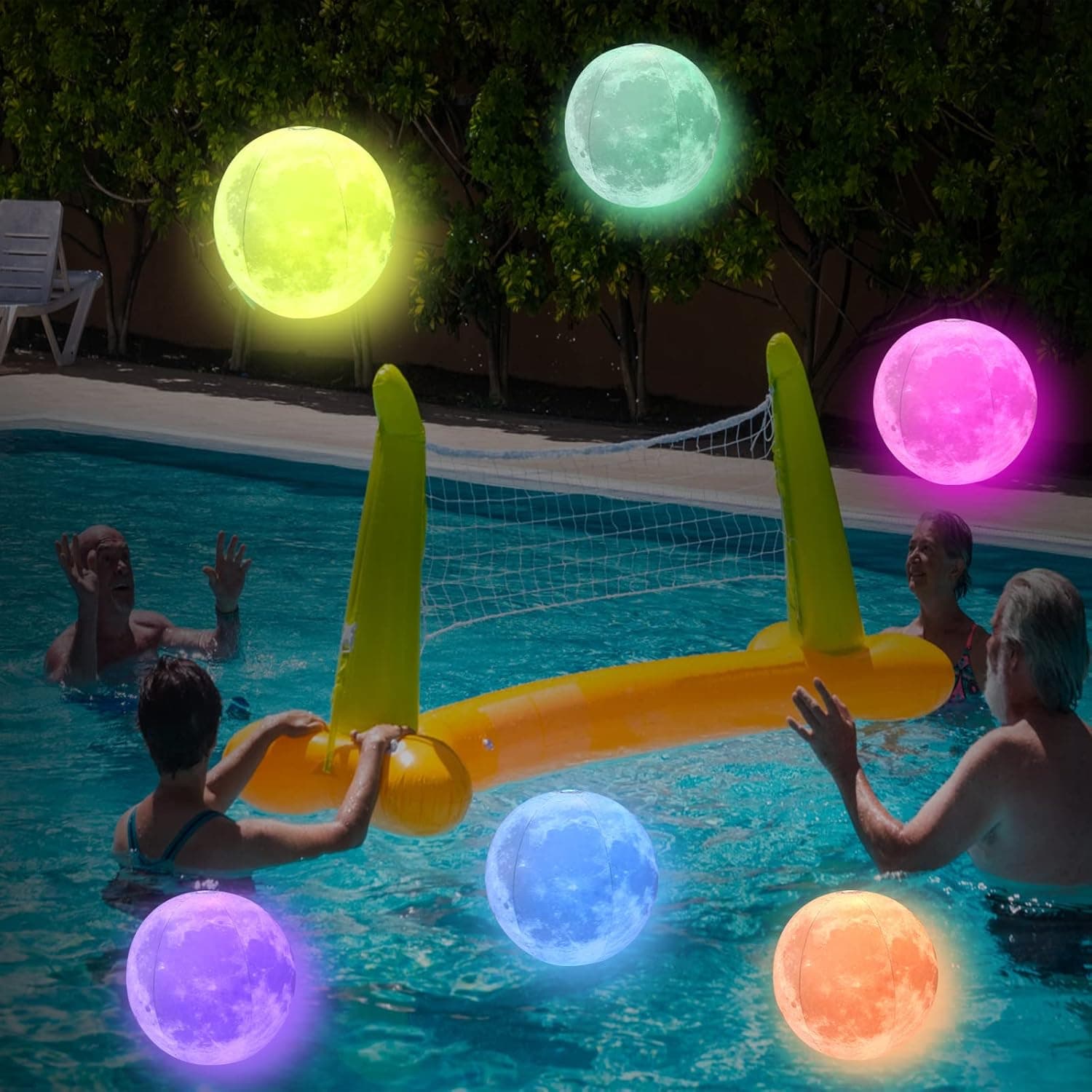 KNULIEEL Pool Toys- Large LED Beach Ball with Remote Control Moon Light Ball - 16 Colors Lights and 4 Light Modes, Outdoor Pool Beach Party Games for Kids Adults, Pool Patio Garden Decorations