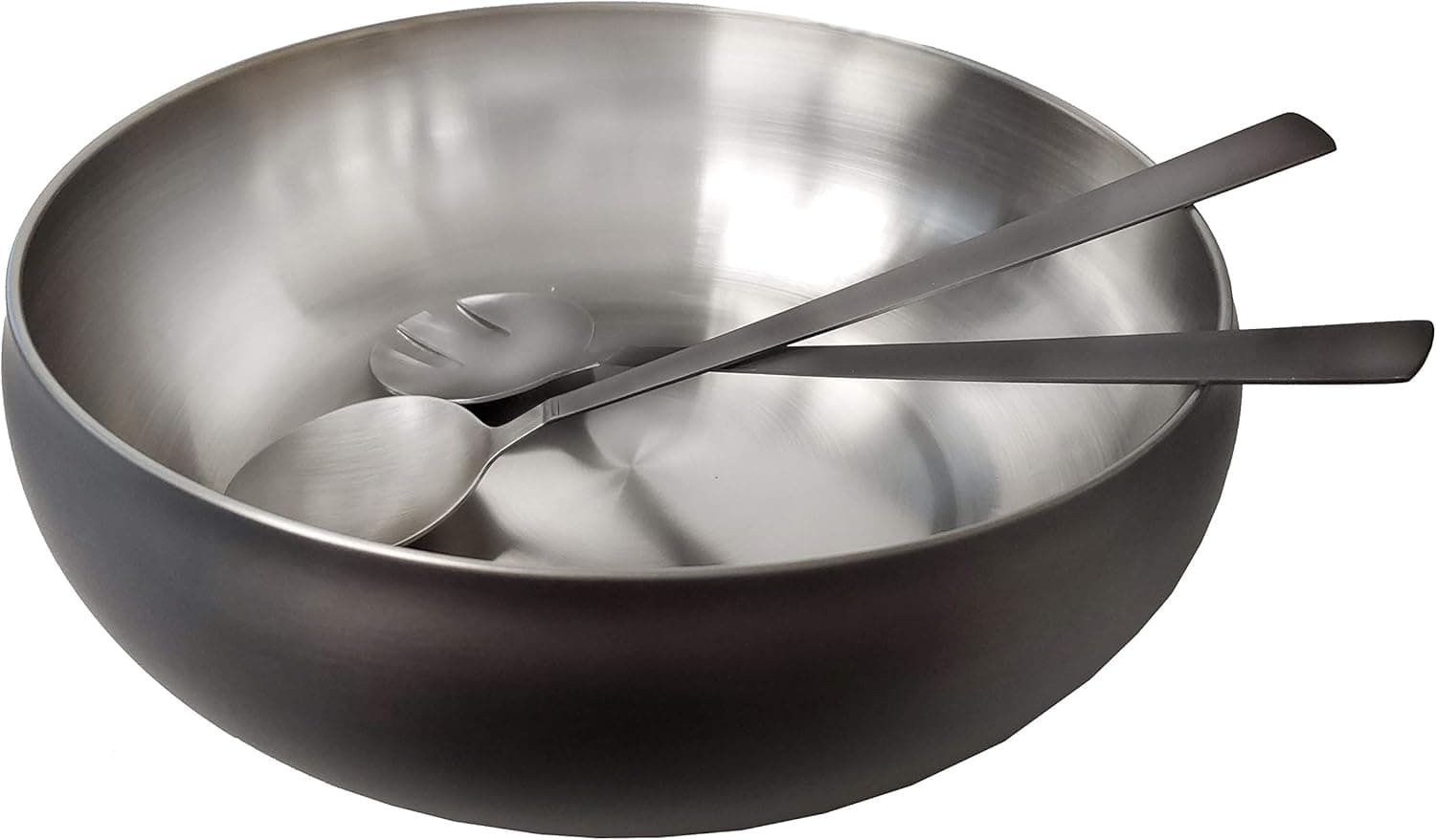 MIXOLOGY by Denmark Stainless Steel Serveware- Entertaining Parties Serving Catering, 3 Piece Salad Bowl with Serving Tools