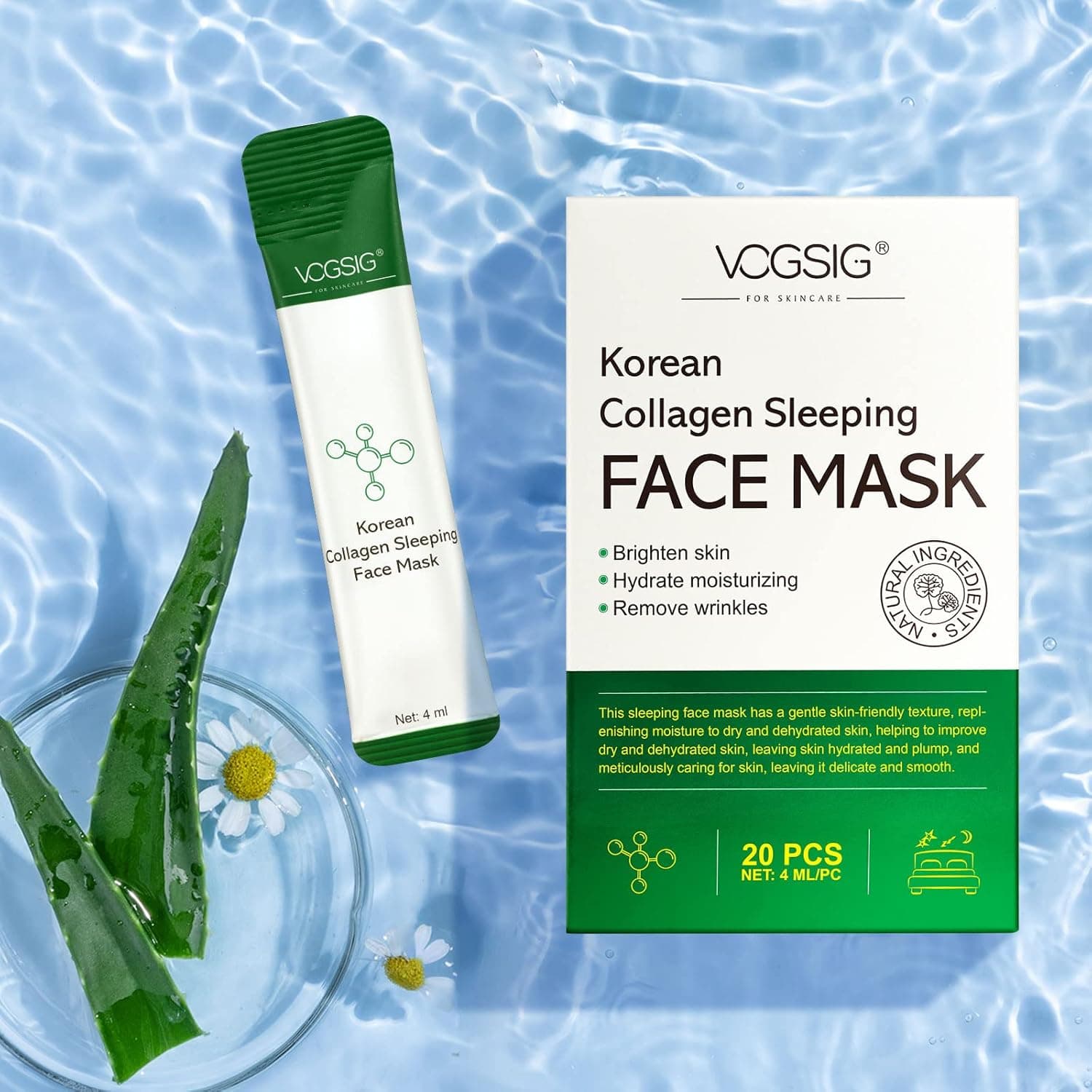 find back 20 PC Korean Collagen Sleeping Face Mask Skin Care,Korean Collagen Firming Mask,Protein Firming Anti Aging Moisturizing,Portable Wash-Free Sleep Face Mask for Women Men (20pc)