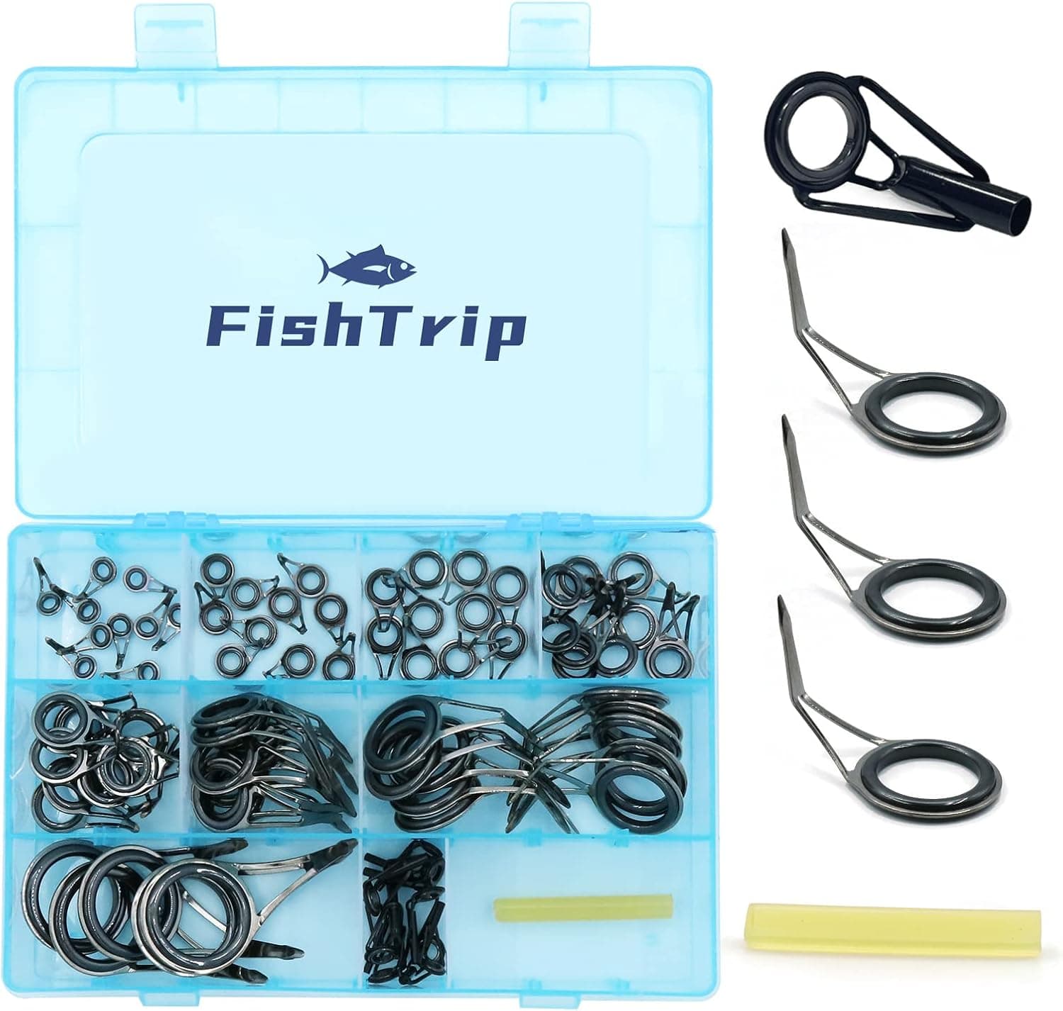 FishTrip Rod Repair Kit Fishing Rod Tip Guide Repair kit Ceramic Ring Fishing Pole Eyelets Replacement Kit