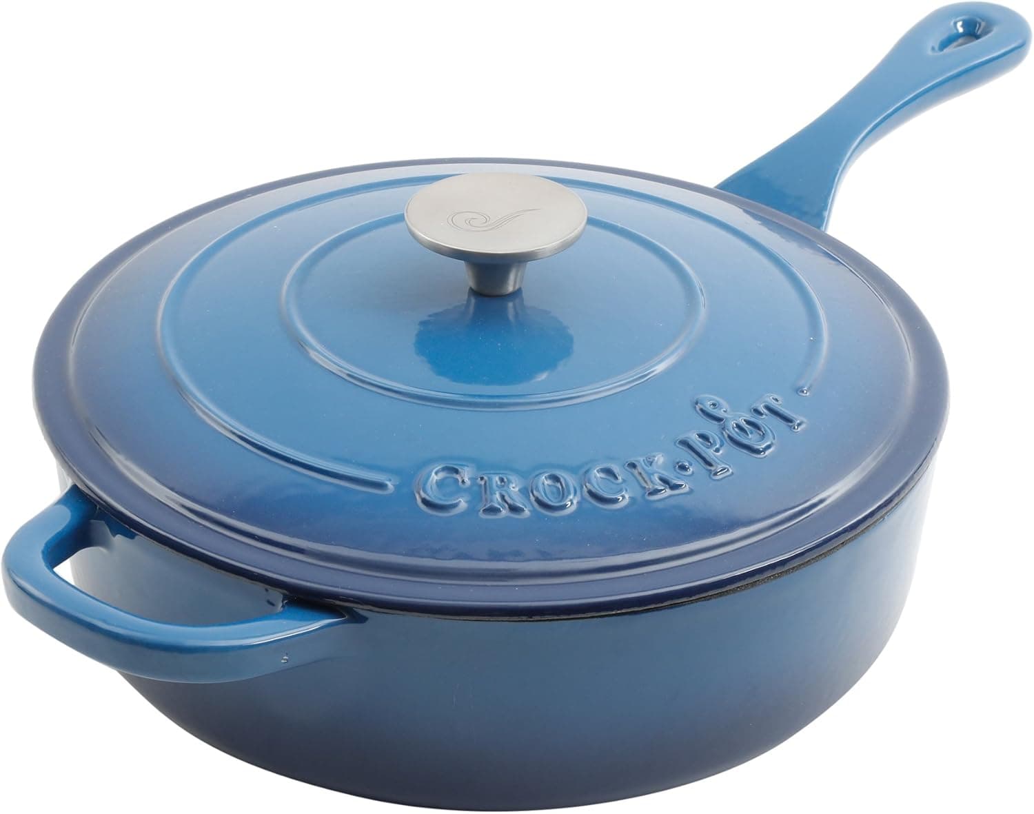 Crock Pot Artisan 3.5 Quart Enameled Cast Iron Deep Sauté Pan, Sapphire Blue