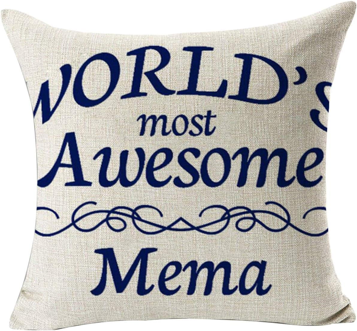 TREELY Farmhouse Pillow Cover 18 x 18 Inch Decorative Pillow Covers for Thanksgiving Props(Mema,Beige)