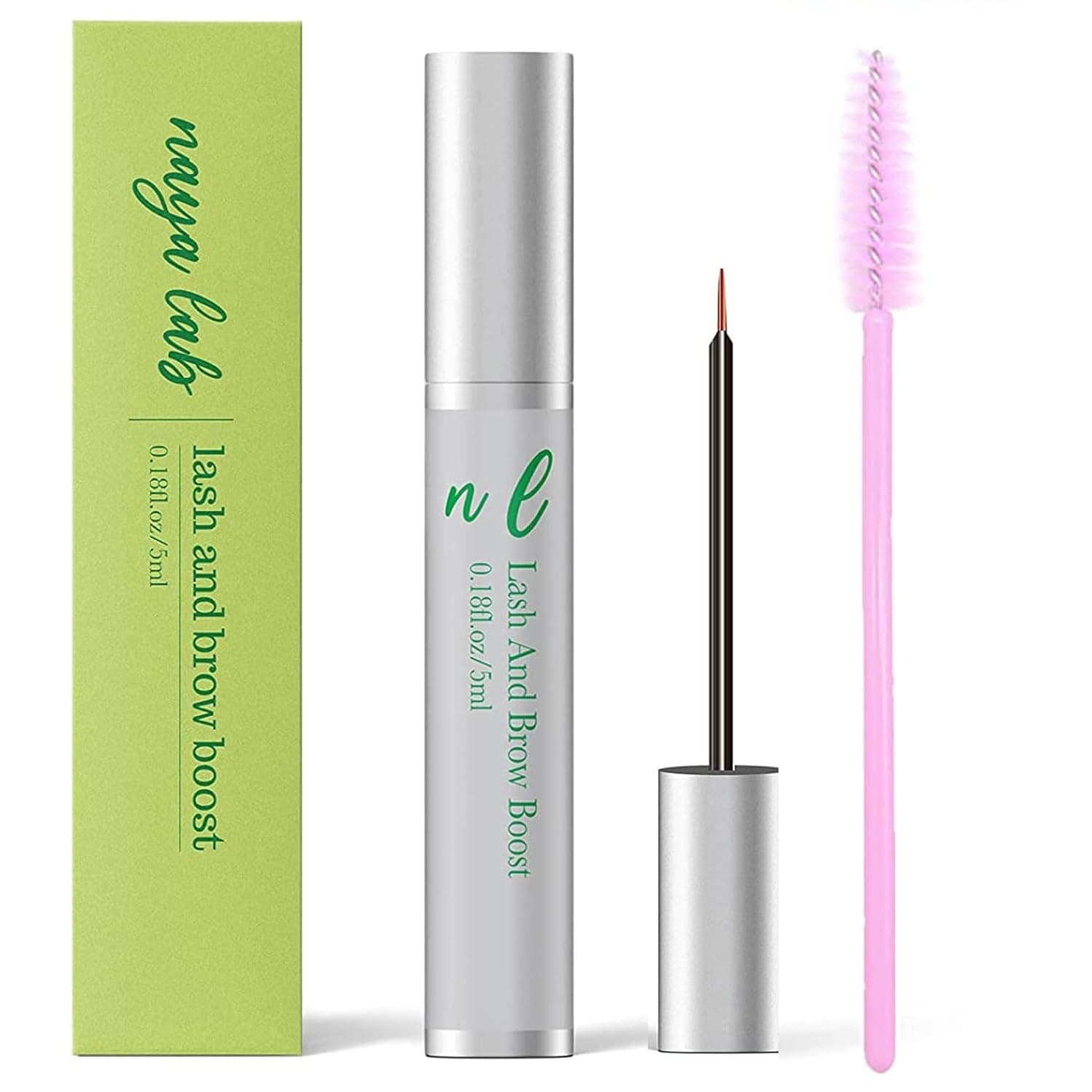 Naya Lab Lash and Brow Growth Serum with BONUS spoolie-Premium Eyelash Growth Serum and Eyebrow Growth Serum with Natural Plant Extract and Zero Hormones - Irritation Free Lash Serum with Spoolie for Thicker Lashes and Brows, 0.18 Fl.Oz