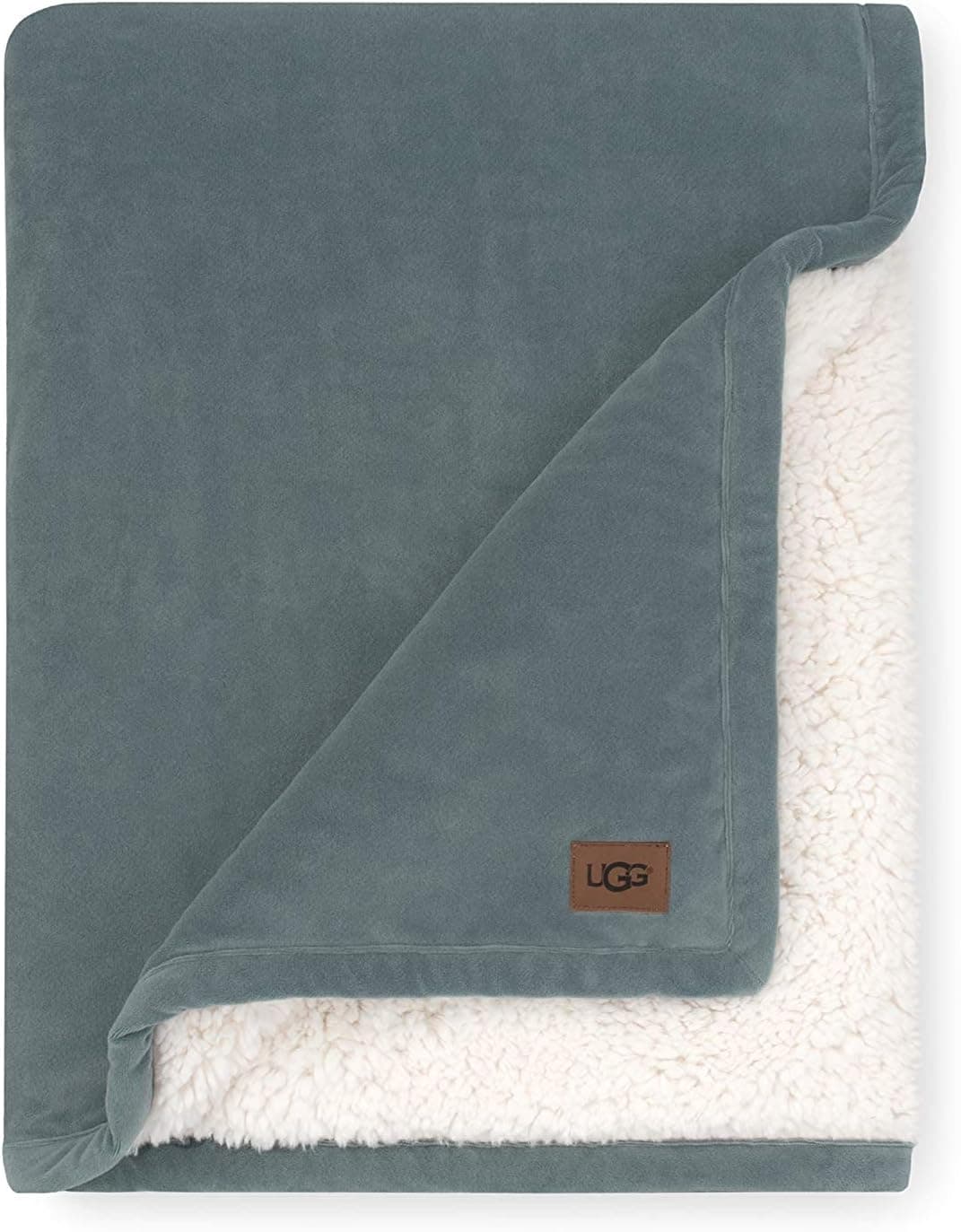 UGG Bliss Sherpa Throw Blanket - Plush Oversized Reversible Accent Blanket - 50” x 70” - Deep Sage