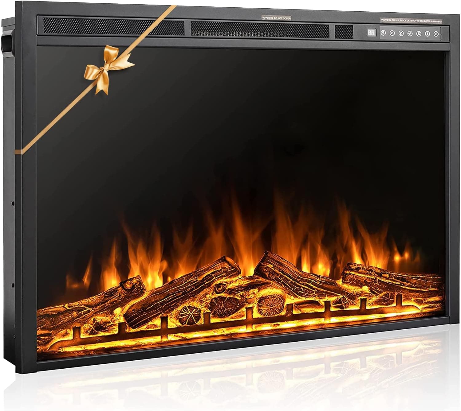 Xbeauty 34 Inch Electric Fireplace Inserts Electric Heater with Remote Control & Timer &3 Colors, Overheating Protection,Touch Screen,750W/1500W