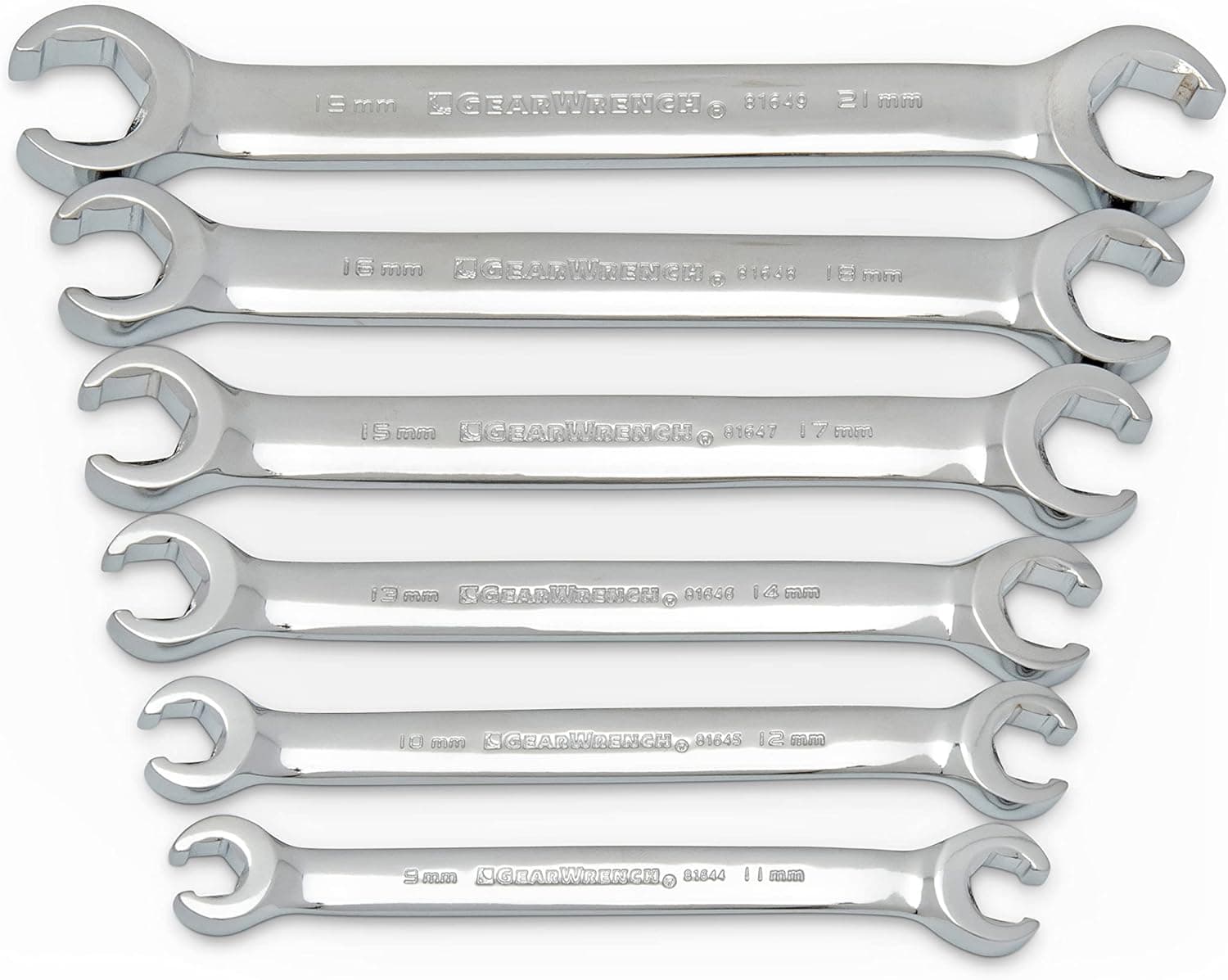 GEARWRENCH 6 Pc. Flare Nut Wrench Set, Metric - 81906