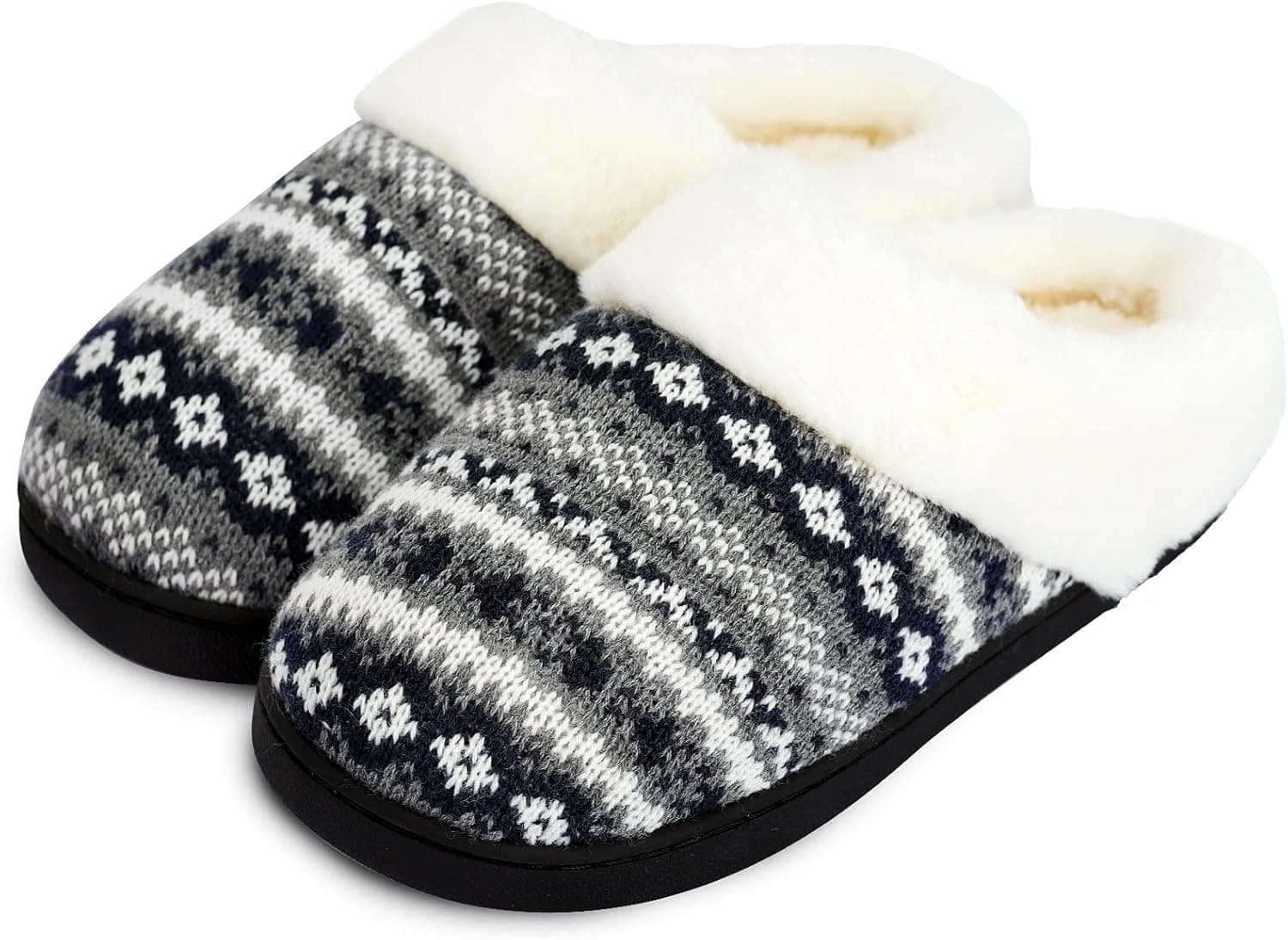 AONEGOLD Women's Memory Foam Slippers Warm Plush Lined House Slippers Cozy Knit Bedroom Slippers Anti-Skid Sole for Indoor Outdoor