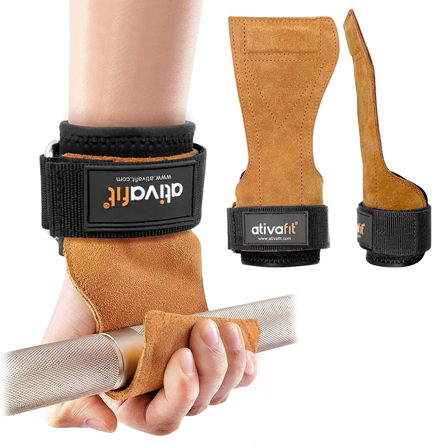 ATIVAFIT Lifting Straps Weight Lifting Gloves Heavy Duty Deadlift Straps Neoprene Padded Wrist Support for Weightlifting, Bodybuilding, Powerlifting, Strength Training Home Gym Men and Women