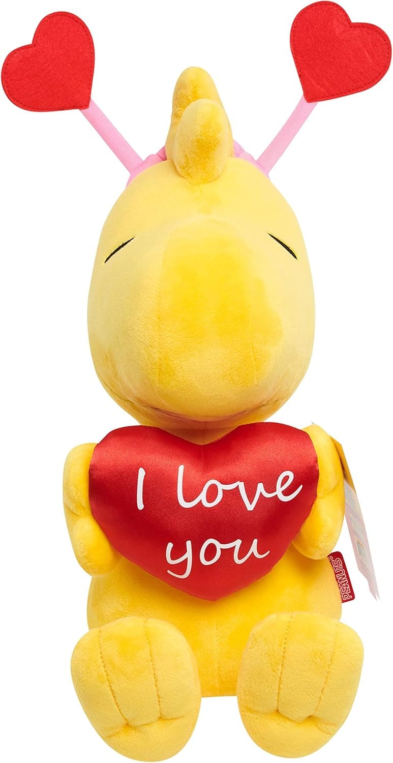Peanuts Valentine’s Large Plush Woodstock, Kids Toys for Ages 3 Up, Gifts and Presents