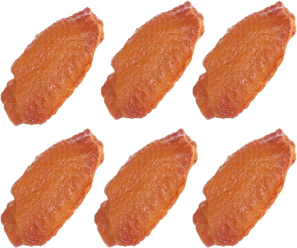 UyuECCL 6PCS Chicken Wings Artificial Simulated Food Model Lifelike Fake Play Food Home Kitchen Party Decoration Store Market Display Photography Props