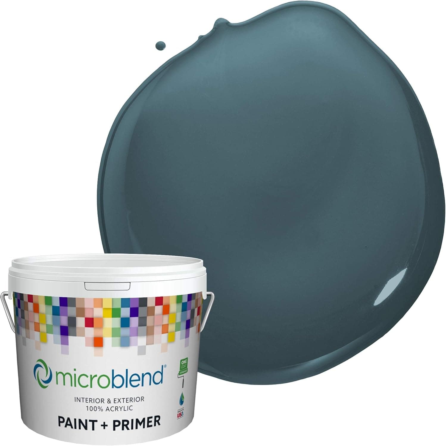 Microblend Interior Paint and Primer - Blue/Bridgeview, Semi-gloss Sheen, 1 Gallon, Premium Quality, High Hide, Low VOC, Washable, Microblend Tahoe Collection
