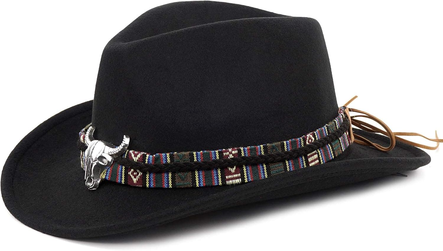 FALE Cowboy Hat Western Crushable Felt Cowgirl Hat Cattleman Outback Hat for Men and Women Black