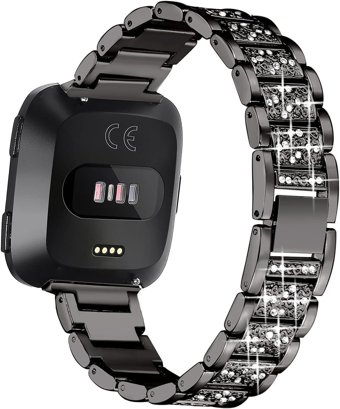 Valchinova Compatible with Fitbit Versa Band Replacement for Versa Lite Bracelet Metal Women Galaxy Gear S3 Classic Watchband Strap Watch Wristband (Black)