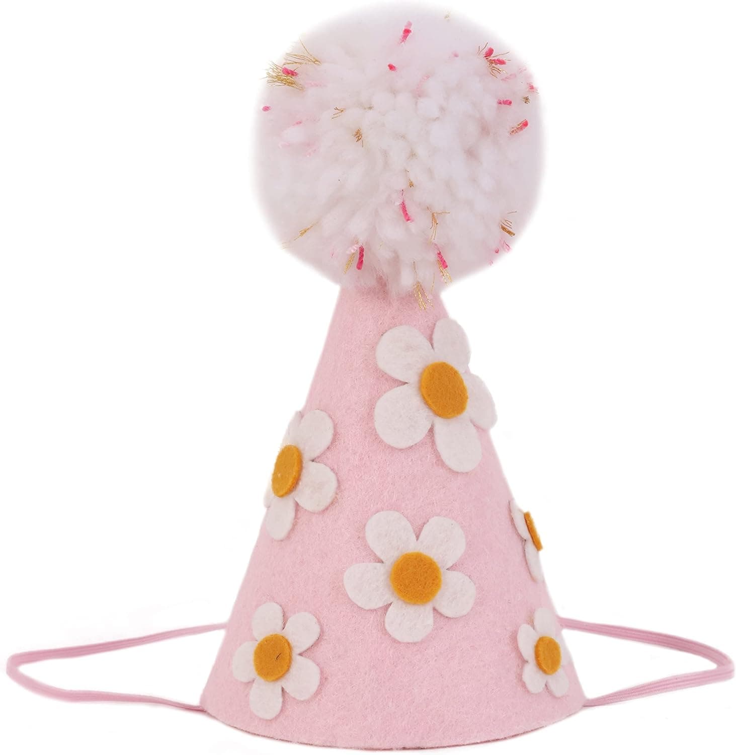 Pink Birthday Hat with White Daisy - Groovy Party Decorations, Two Groovy Birthday, Hippy Boho First Birthday, Groovy Retro Hippie Flower Power, Kids Photoshoot Prop