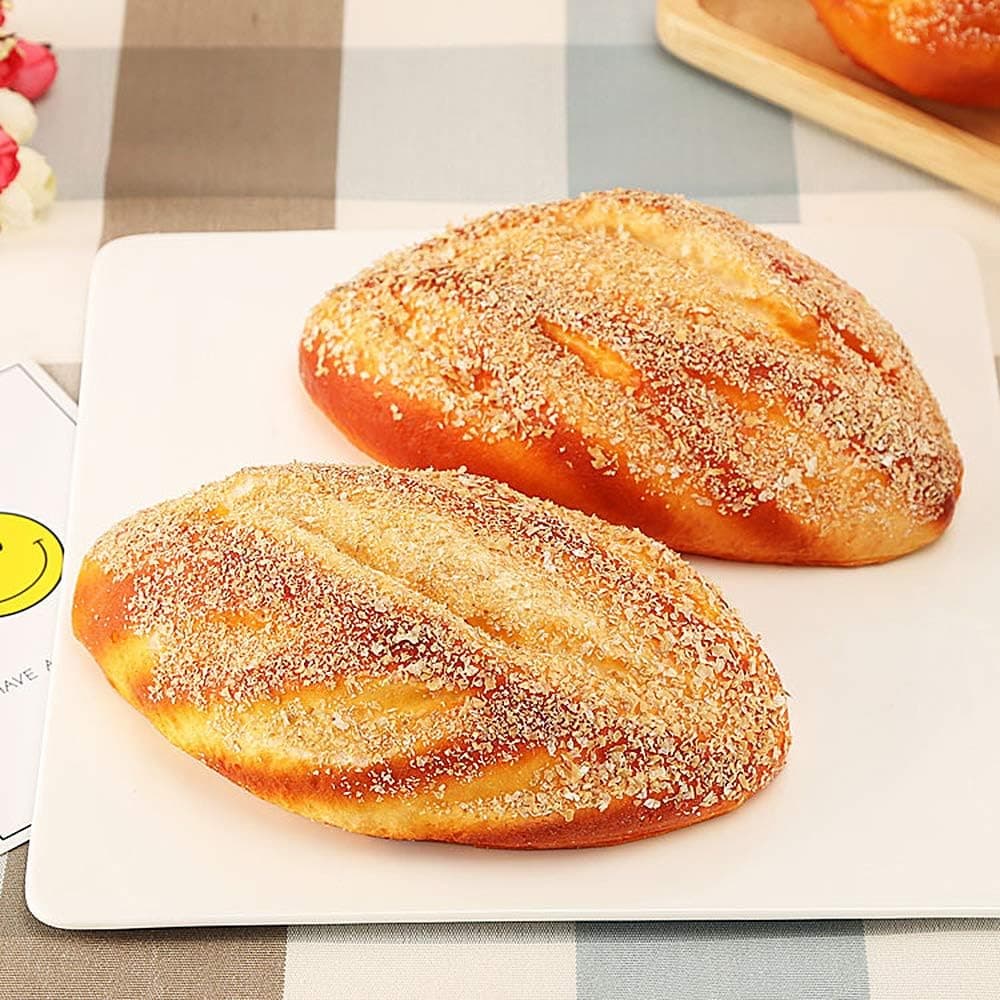 Kmiunty 2PCS Simulation Food Artificial Bread Fake Food Bread Model Photography Prop for Home Kitchen Party Decoration