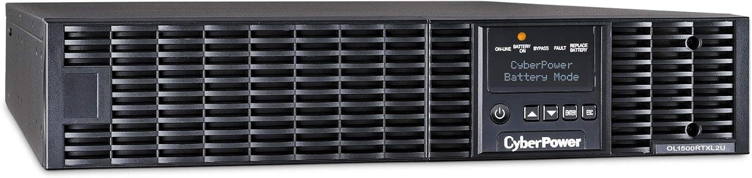 CyberPower OL1500RTXL2UN Smart App Online UPS System, 1500VA/1350W, 8 Outlets, 2U Rack/Tower, Pre-Installed RMCARD205