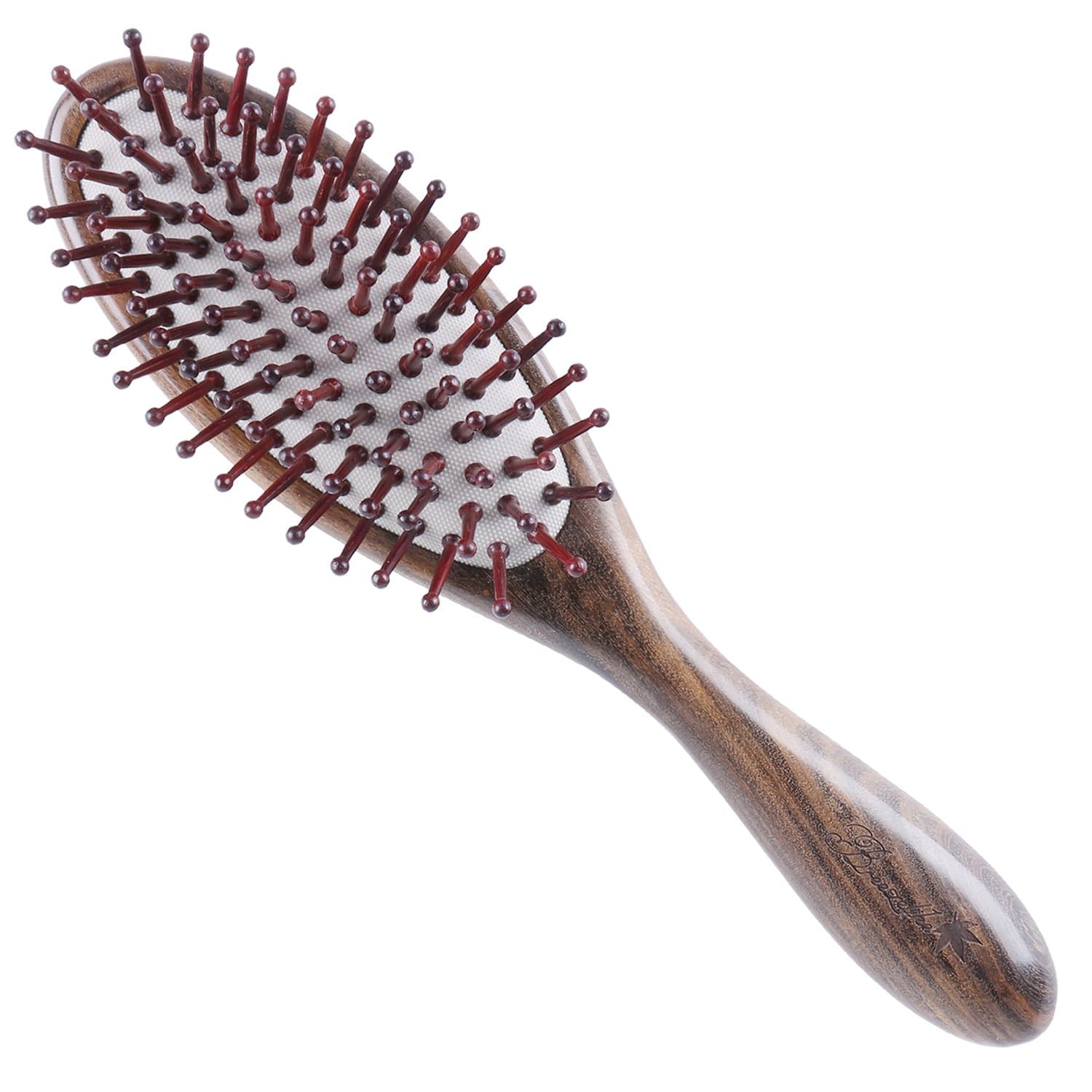 Breezelike Wooden Hair Brush with Premium Gift Box - Anti Static Handmade Middle Size Chacate Preto Wood Natural Hair Detangling Brush