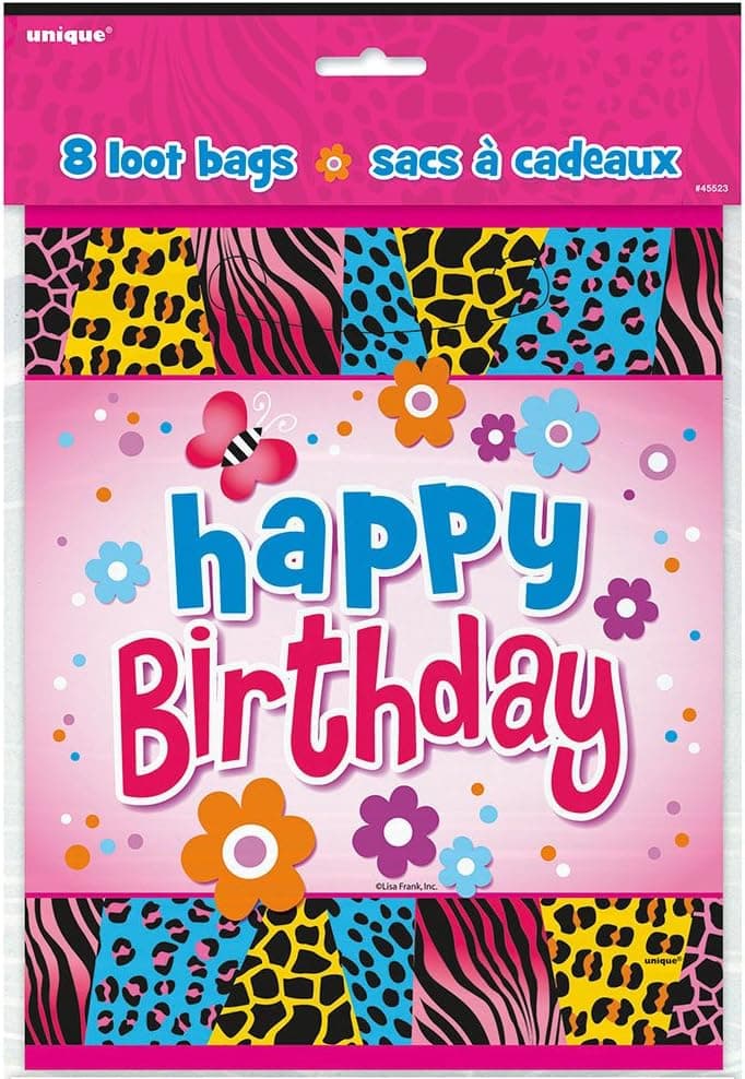 Unique Wild Birthday Cellophane Bags, 20ct, Multicolor