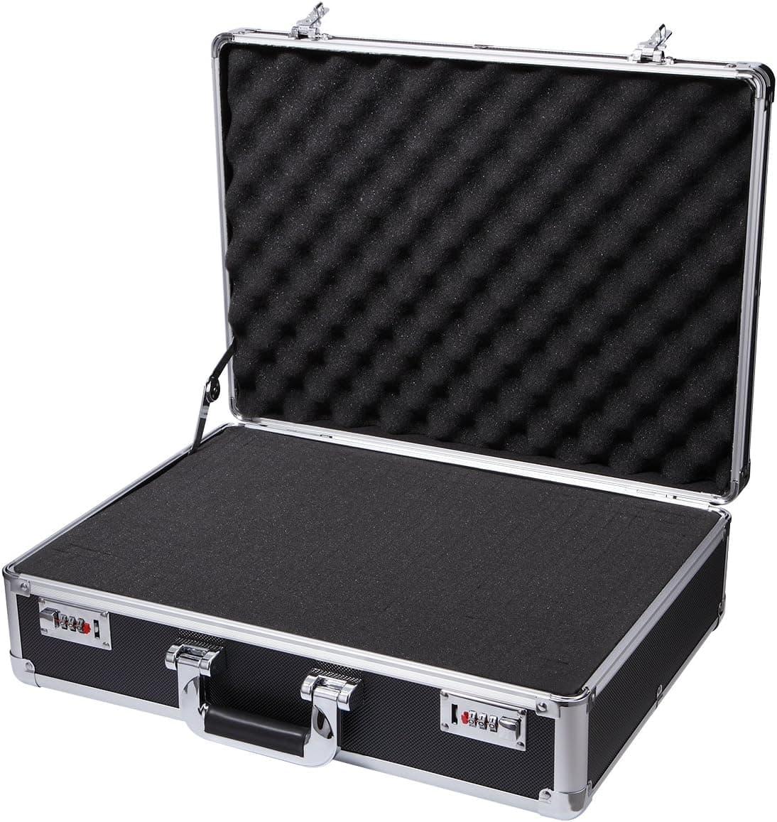 Aluminum Hard Case Foam Black Briefcase ToolBox Carrying Case Portable Tool Case