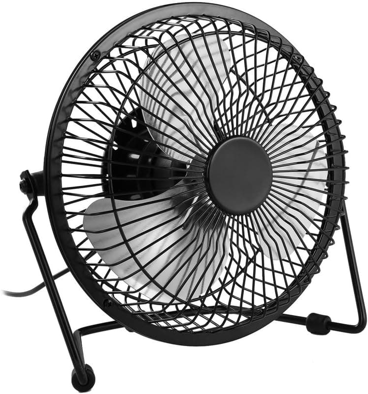 USB Fan, YKS 6 Inch Mini USB Table Desktop Stroller Personal Fan (Metal Design, Quiet Operation; 3.9 feet USB Cable, High Compatibility )- Black