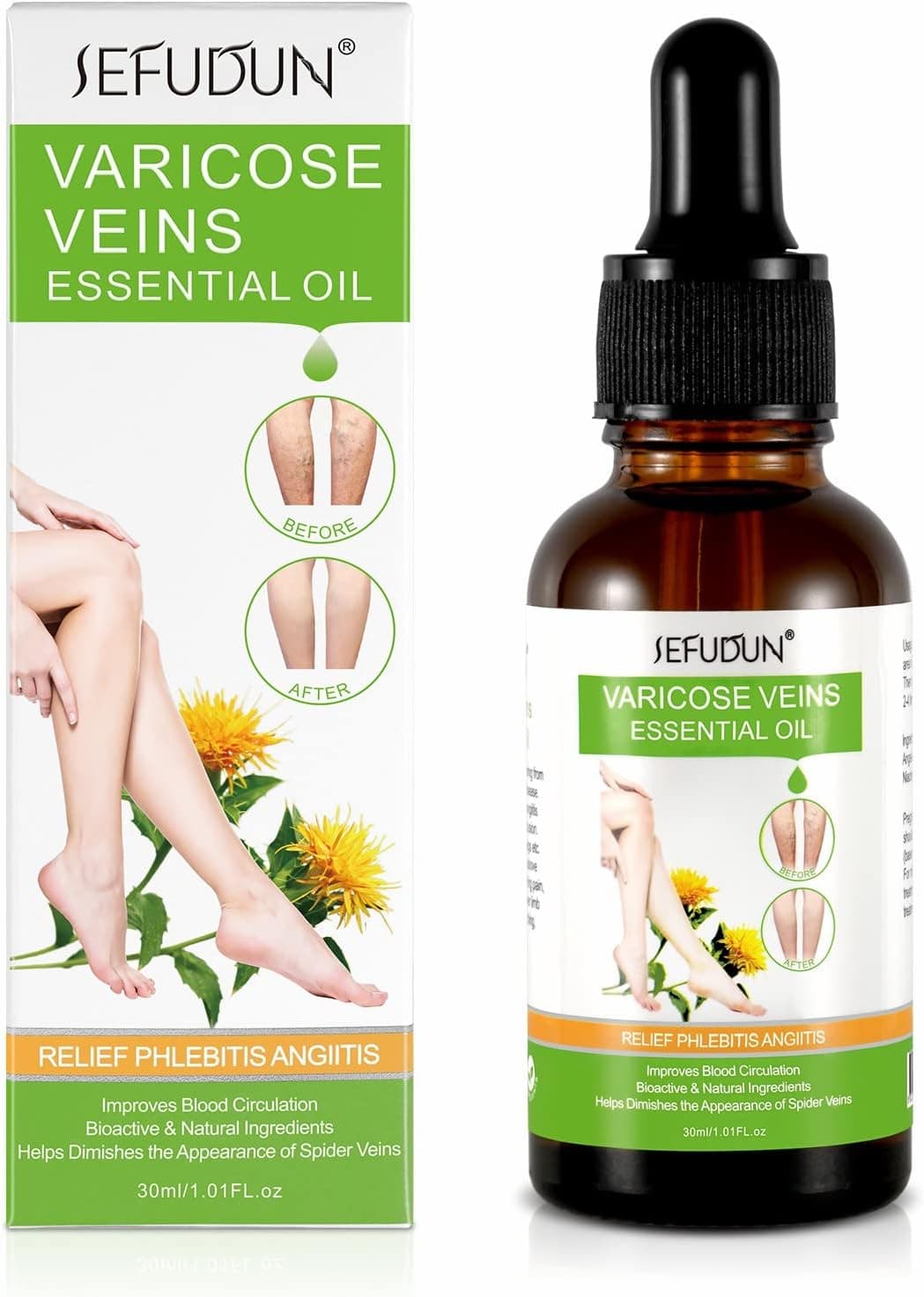 Varicose Veins Essential Oil, Spider Vein Essential Oil for Legs, Improve Blood Circulation 30ML