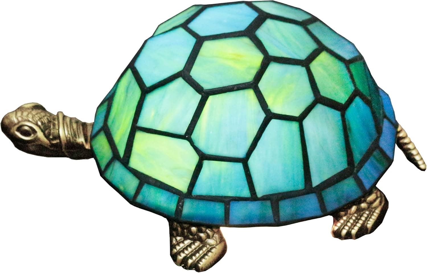 ZJART Small Tortoise Table Lamp Tiffany Style Turtle Lamp Sea Blue Stained Glass Table Lamp Mini Cute Accent Animal Desk Night Light Retro Creative Decor Bedside Nightstand Kids Bedroom Living Room