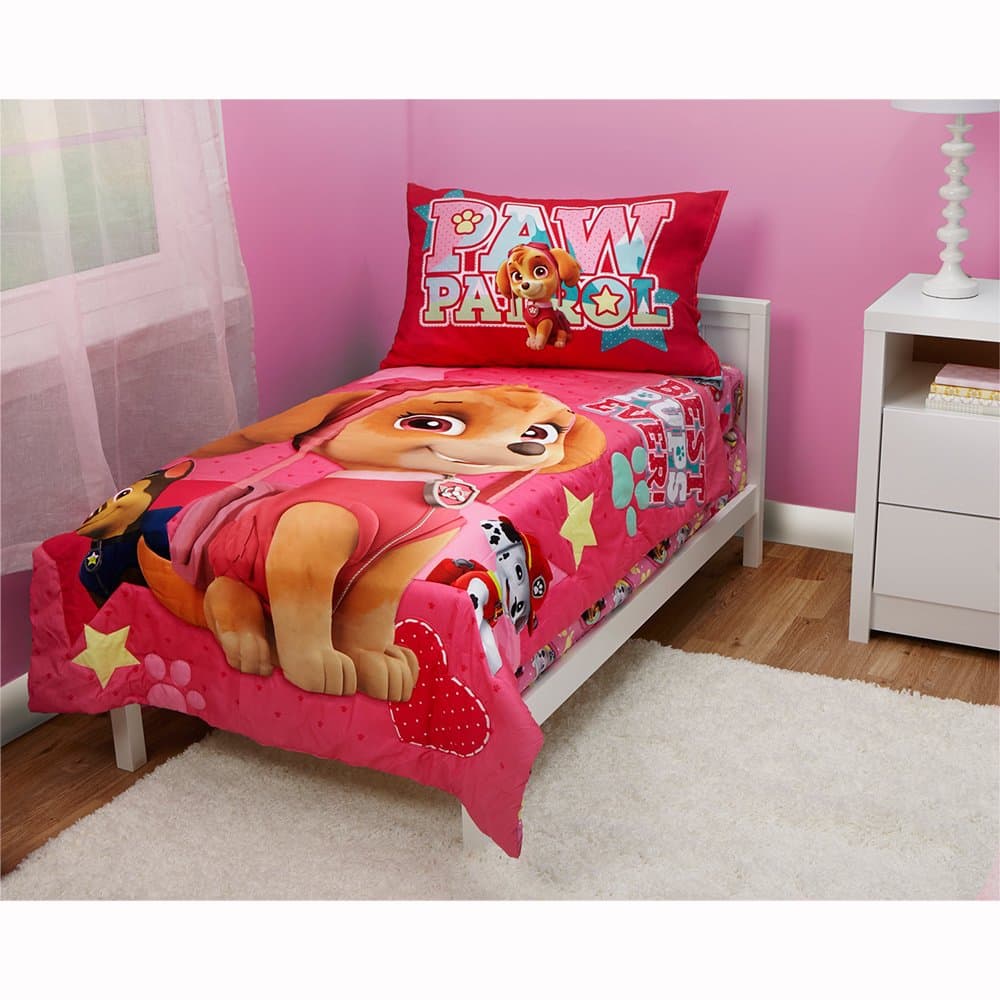 Paw Patrol Calling All Pups 4-Piece Toddler Bedding Set - Includes Quilted Comforter, Fitted Sheet, Top Sheet, and Pillow Case