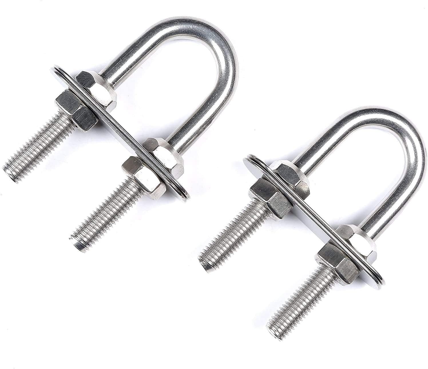 FUTURUP 3/8" Stock Boat Stern/Bow Tie Down Eye U Bolt Marine Stainless Steel 4-1/2" Long (2PCS)