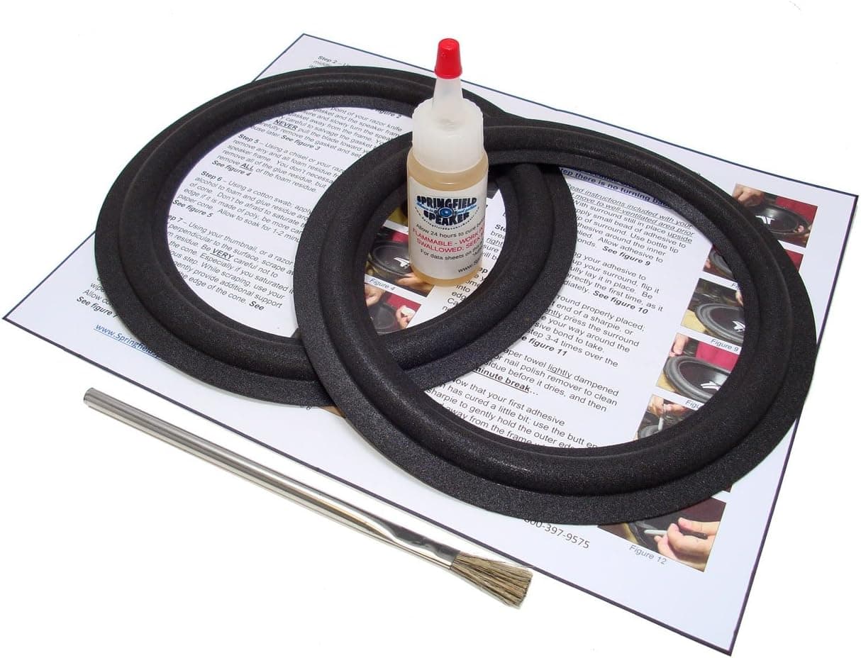 Springfield Speaker 8" Foam Surround Edge Repair Kit - 2 Speaker Kit - Compatible with Advent 4, 9, 1008, A-1028, A1028, 2000, 2002, 3002, 2201710, 2202320, 2202330, 2202480, 2202571, Many More