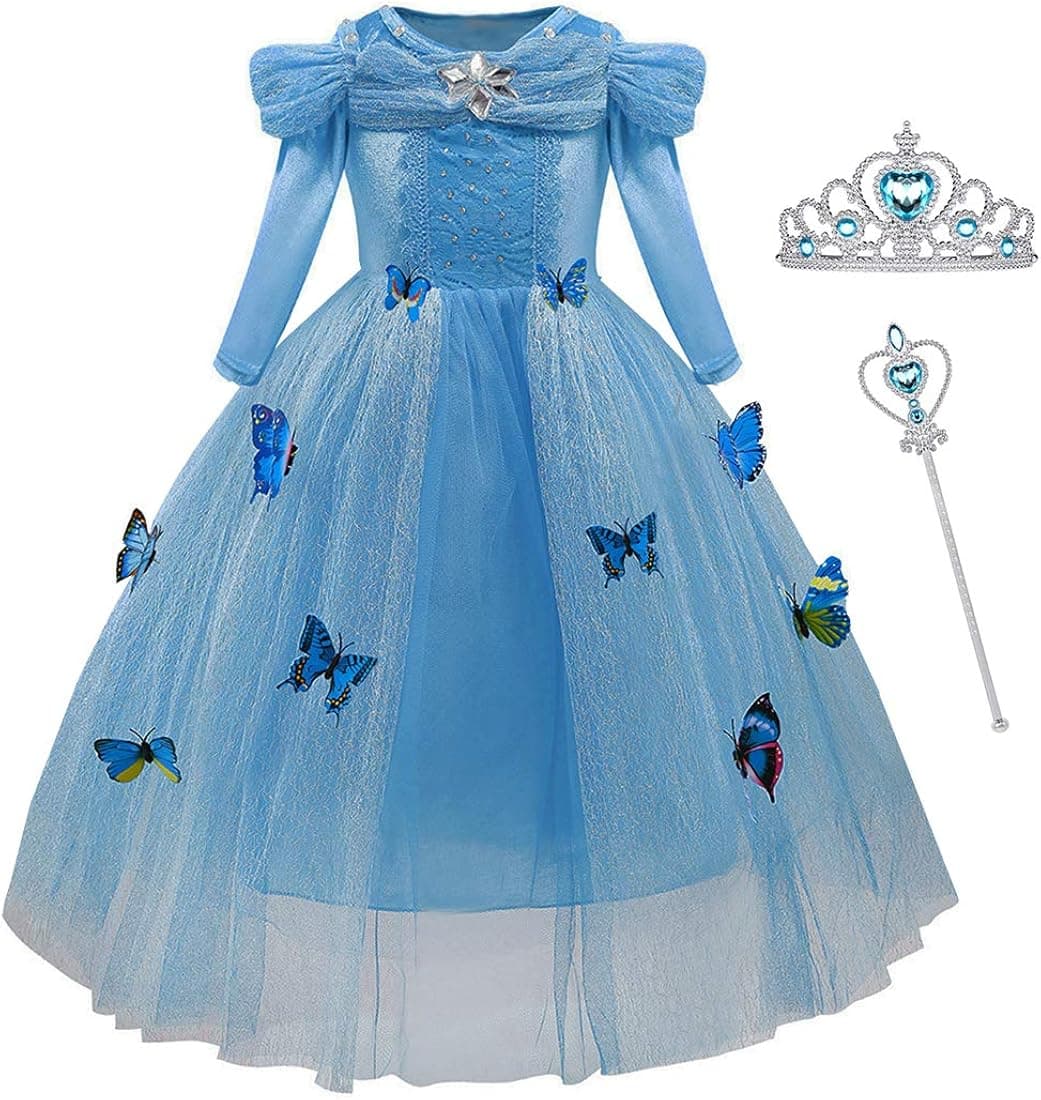 Girls Princess Dress up Costume Butterfly Fancy Party Dresses for Halloween Christmas