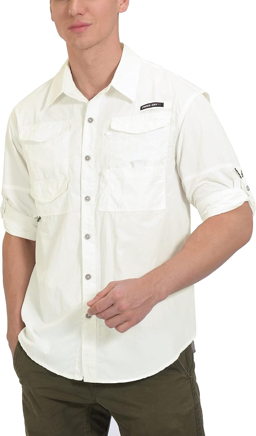 Little Donkey Andy Men's UV Protection Fishing Hiking Shirt with Pockets White M