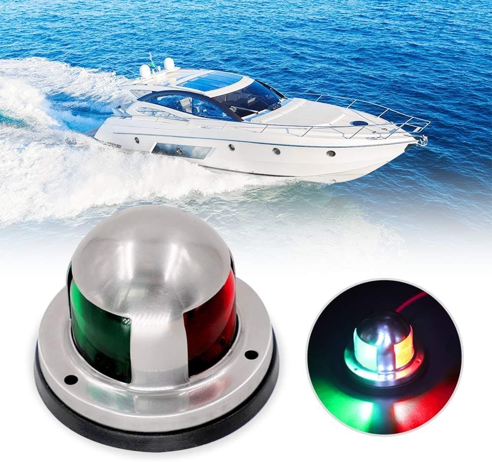 Obcursco LED Navigation Lights Deck Mount, New Marine Sailing Lights for Bow Side,Port, Starboard, Pontoons, Chandlery Boat, Yacht, Skeeter, DC 12V
