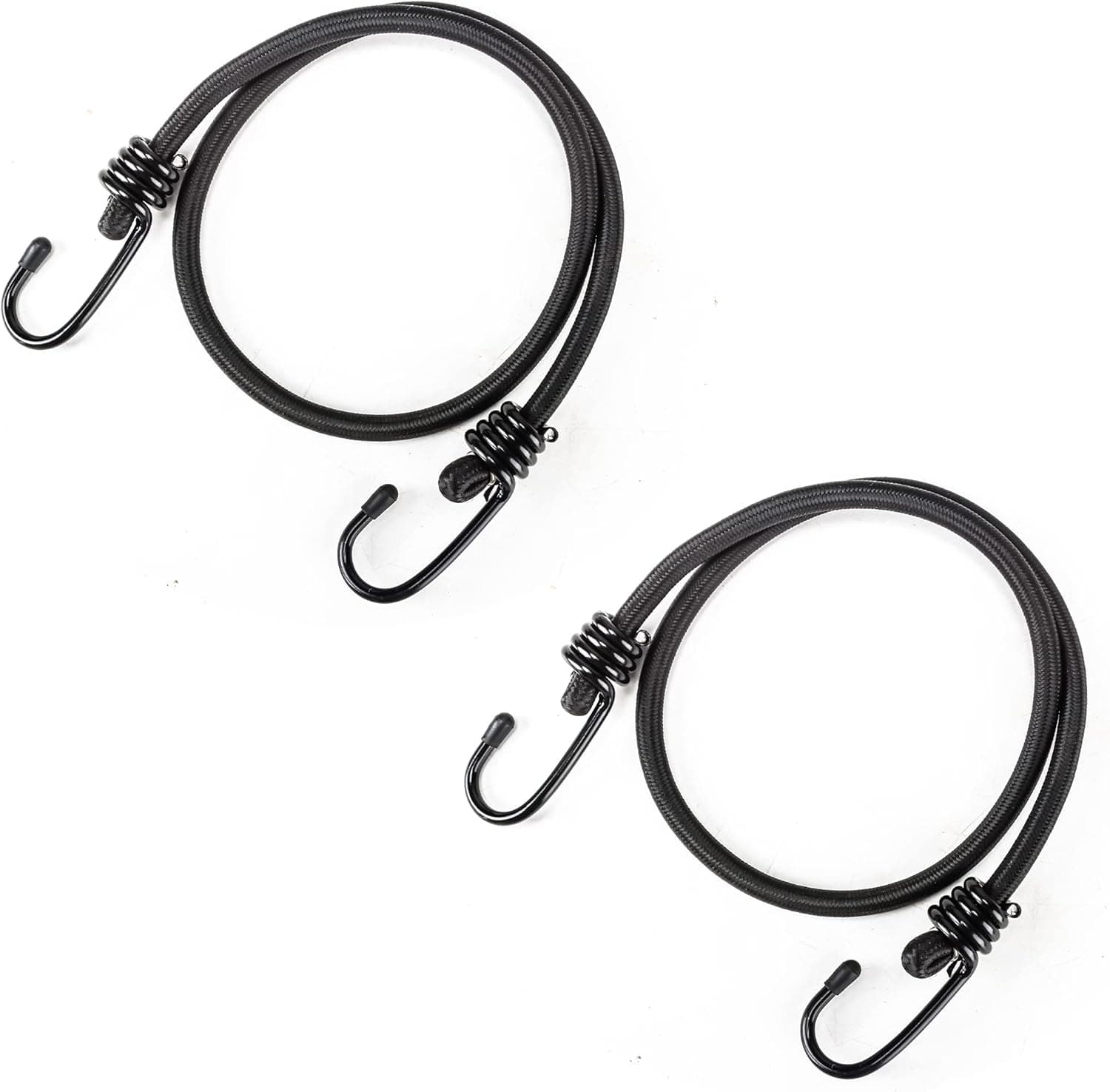 Lanlord Latex Black Heavy Duty Outdoor Bungee Cords with Hook 2Pcs20Inch