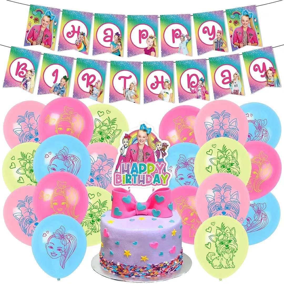 JOJO Birthday Party Supplies jojo Party Supplies jojo Birthday Decorations Set Include jojo Banner Balloons Cake Toppers