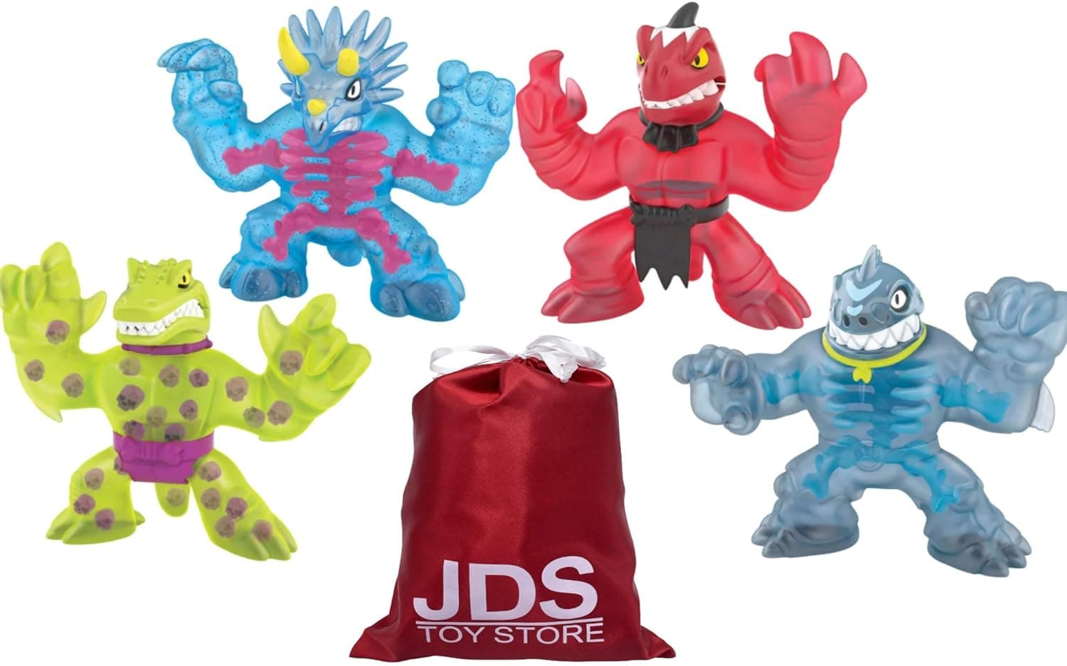 Heroes of Goo JIT Zu Dino X-Ray Versus Pack Thrash vs Verapz and Tritops vs Shredz with JDS Toy Store Bag