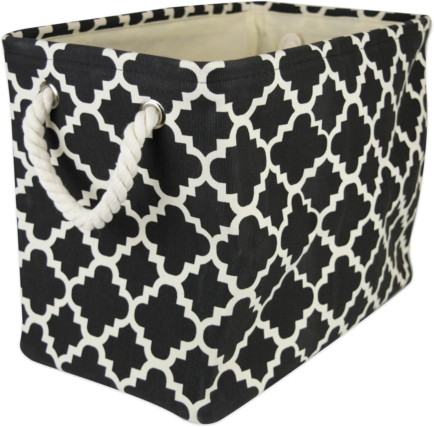 DII Polyester Container with Handles, Lattice Storage Bin, Medium, Black Lattice