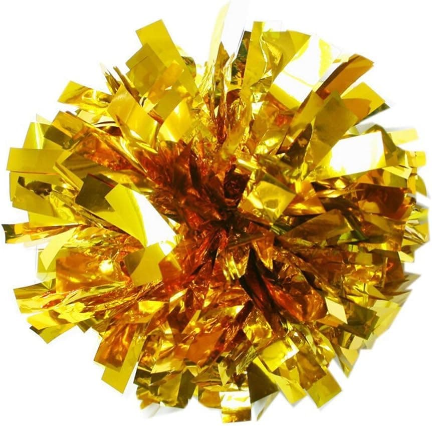 PUZINE 13" Cheerleading Metallic Foil & Plastic Ring Pom Poms (100g)