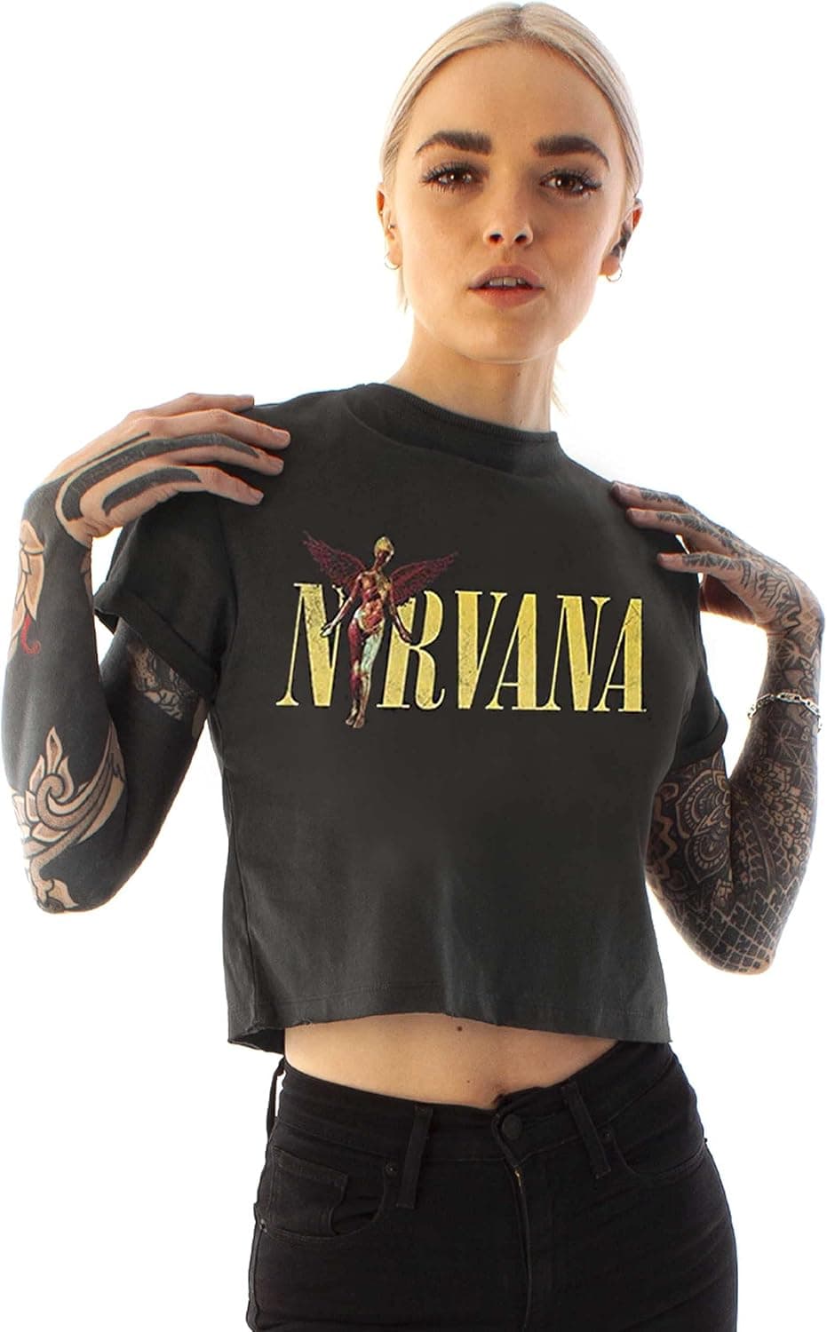 Amplified Nirvana In Utero Women's Cropped T-Shirt Band Tee