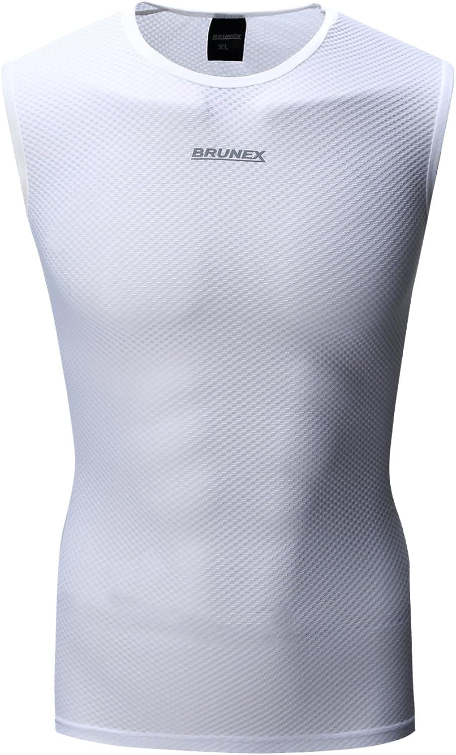 SIMPLORE Men Micromesh Sleeveless Fitness Workout Baselayer White Medium